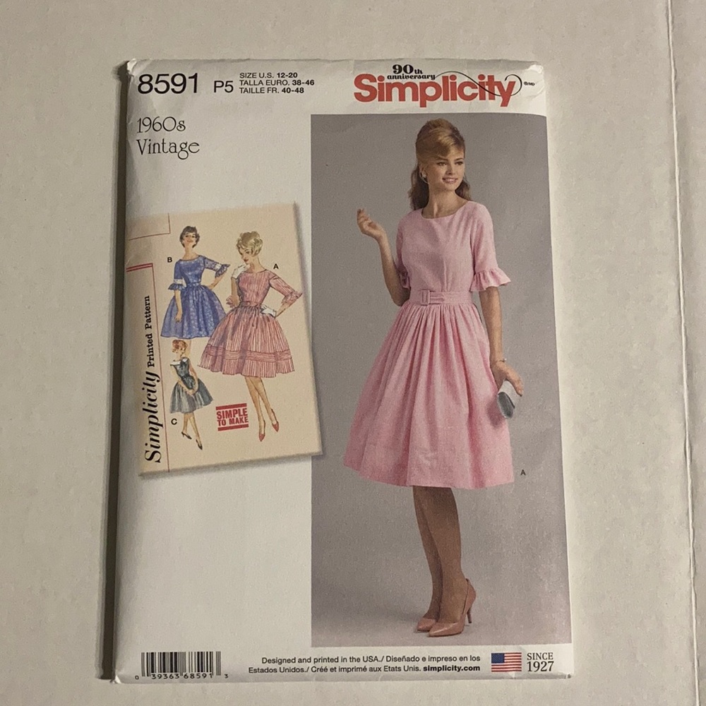 Simplicity Vintage Dress 1960s Sewing Pattern